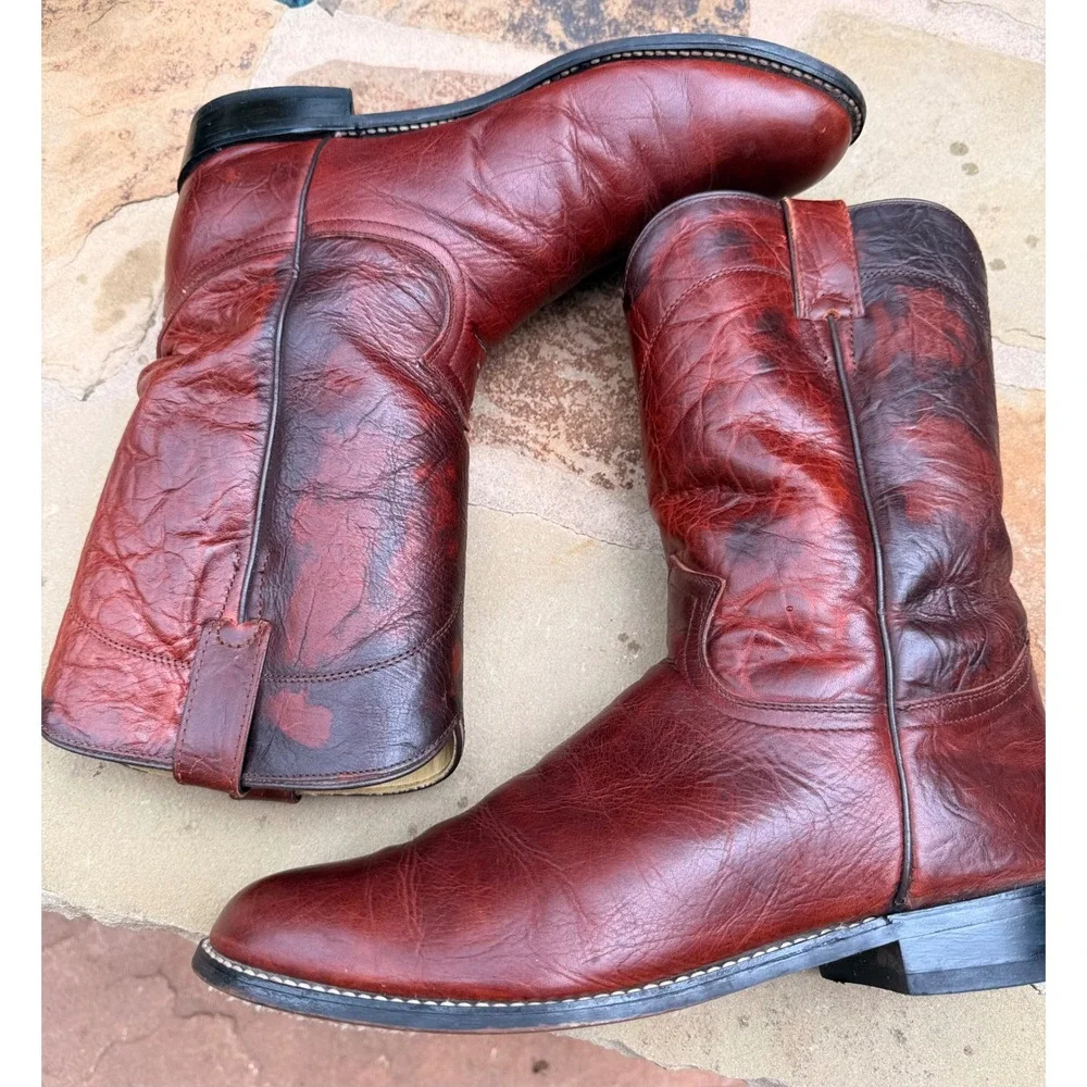 Diamond J Men's 8.5D Oxblood Burgundy Leather Western Cowboy Boots‎